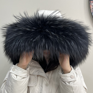 单买超大貉子毛领子真毛领子狐狸毛女通用帽条白黑色毛领单卖