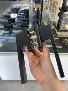 极窄新款铝合金18边框卫生间静音执手锁16型材门把手黑色平开门锁