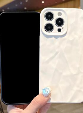 立体褶皱纹软壳适用iPhone16 pro max手机壳16plus软壳个性3D肤感防摔15pro简约风高级感14pm 13pro男女SE3