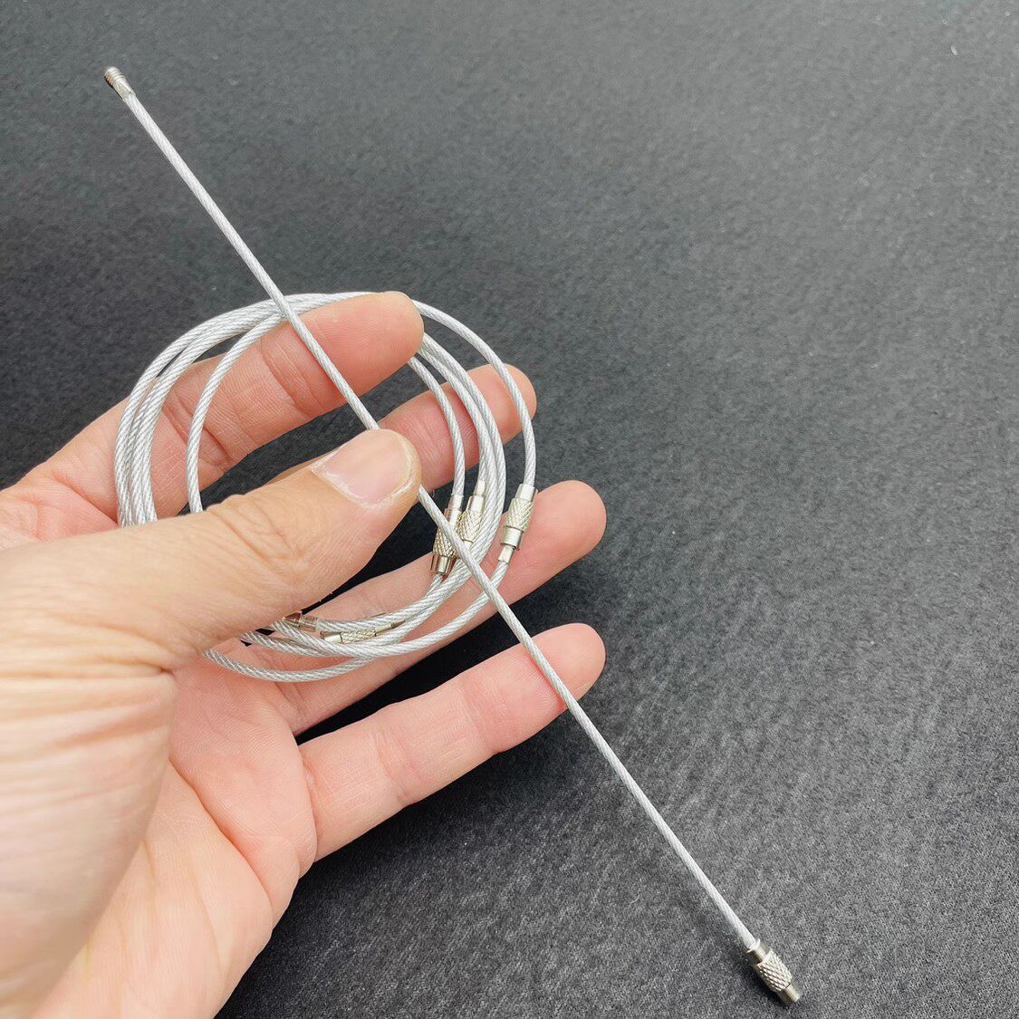 不锈钢加粗加长钢丝圈钢丝绳钥匙绳吊牌吊卡号码牌挂扣绳多用途