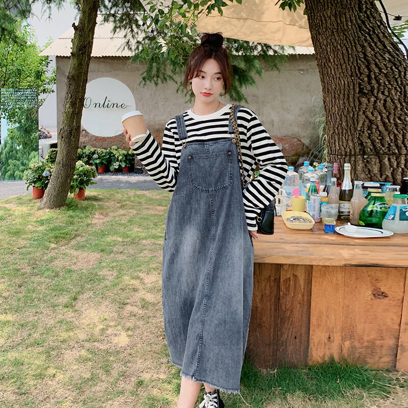 档口现货2022秋季新款宽松显瘦牛仔连衣裙7560P105控158，女装连衣裙，浙宝218