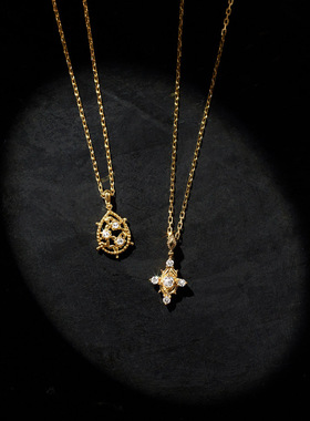 锆石纯银女玫瑰花刺项链