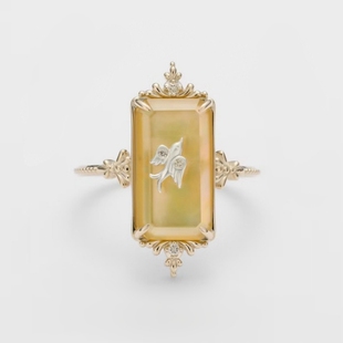 日系轻奢agete同款 沙洲物语 沙漠飞燕 黄水晶 白蝶贝 项链戒指