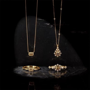 【圣诞限定】agete阿卡朵 茶晶方糖 雪花奢华水滴 项链戒指套装