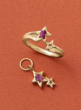 日系轻奢nojess同款 7月限定 红宝石 双流星 纯银戒指吊坠