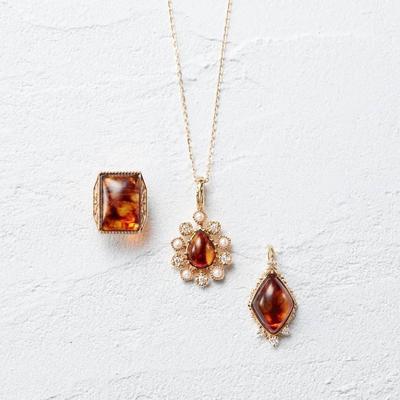 风之声戒指纯银复古女琥珀