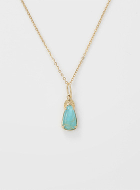 金发晶绿松石纯银女双面项链