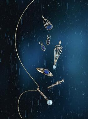 芬兰极光戒指纯银深蓝日系女