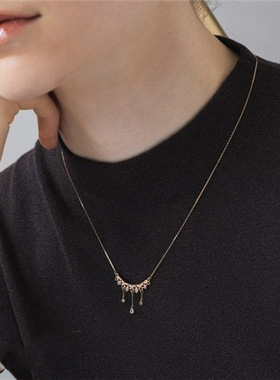 日系轻奢EAU DOUCE４℃ 奢华宫殿风蕾丝  纯银镀金流苏项链