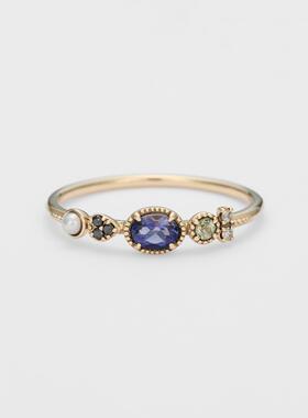 芬兰极光戒指纯银堇青石日系女