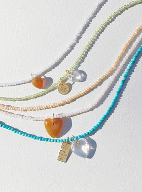 宝石爱心项链纯银女绿松石