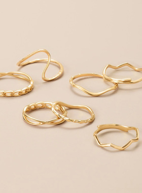 女纯银日系波浪翻转戒指