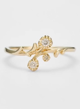 四月诞生石花朵莫桑钻纯银戒指