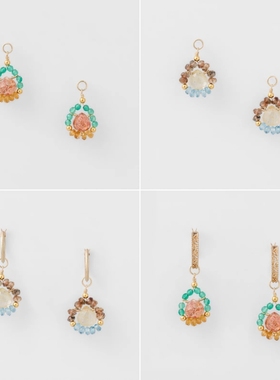 日系轻奢 Archaeology 印度遗迹 三色彩宝 纯银耳环