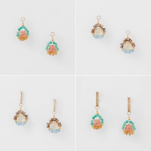 三色彩宝 印度遗迹 纯银耳环 Archaeology 日系轻奢