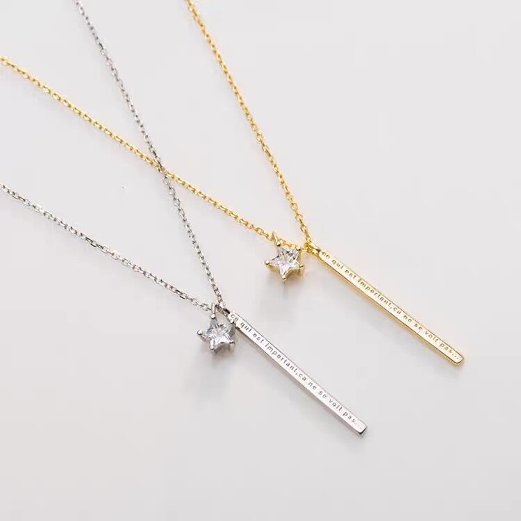 小王子项链纯银星星女白水晶