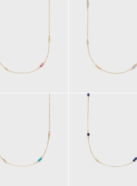 绿松石纯银粉宝石缤纷夏日项链