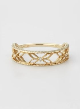 女纯银日系窗格麻花戒指复古几何