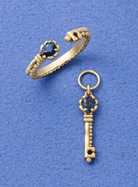 日系轻奢nojess同款 9月限定 蓝宝石 深蓝钥匙 纯银戒指吊坠