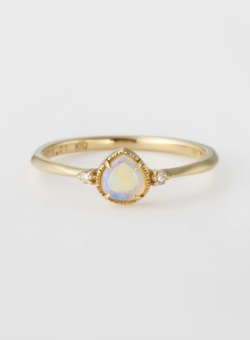 水滴欧泊小钻纯银戒指