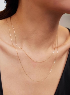 纯银镀金蛇骨链女超闪项链