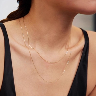 日系轻奢 cocoshnik 彩金细款小众气质 超闪项链 叠戴 锁骨链蛇骨