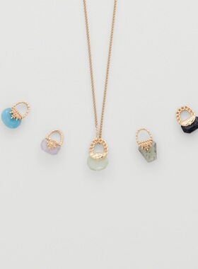 天然宝石纯银女包包项链星辰菱格