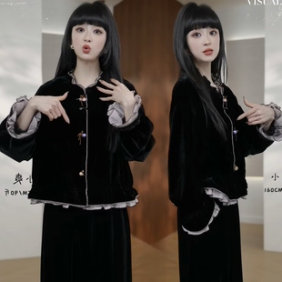 秋冬女款厚款夹棉高级感外套2026新款冬季丝绒棉袄女短款洋气棉服