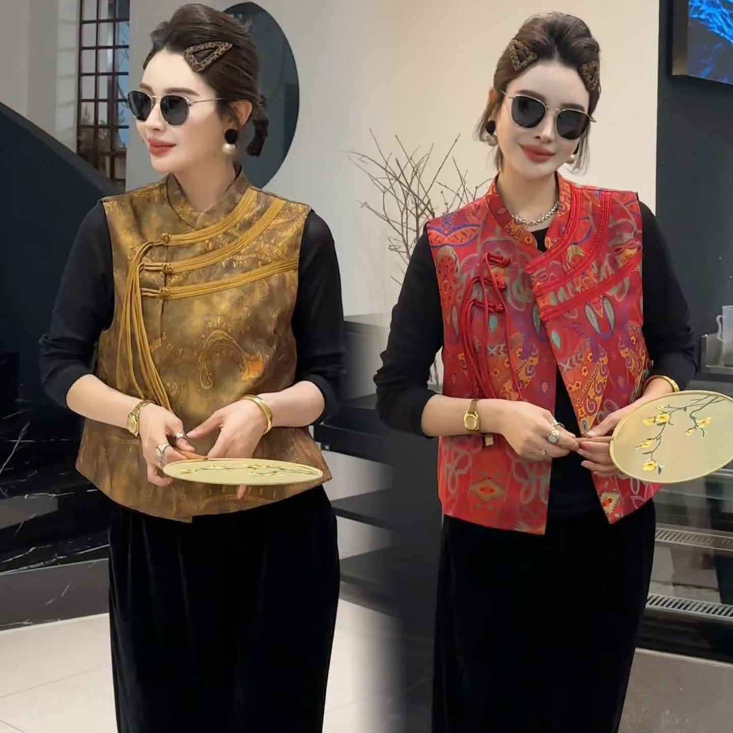 新中式独特精致小马甲女款时髦洋气红色国风内搭超好看叠穿背心潮,女装/女士精品,马夹,淘宝优惠券,粉丝福利购,淘宝优惠卷