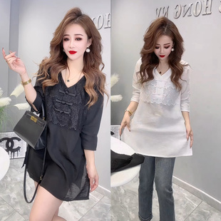 网红上衣女2026新款爆款夏季中袖衬衫夏天大码炸街小个子雪纺衬衣