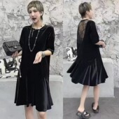 2024年早秋新款 炸街洋气金丝绒连衣裙夏季 真丝绒潮牌女装 网红爆款