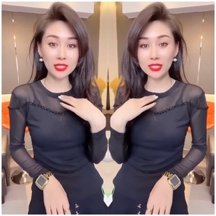 时尚 春秋时髦网纱打底衫 爆款 2023欧货小衫 超洋气重工内衬上衣 女款