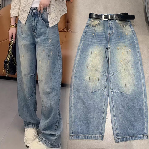 2026新款百搭宽松阔腿牛仔裤女
