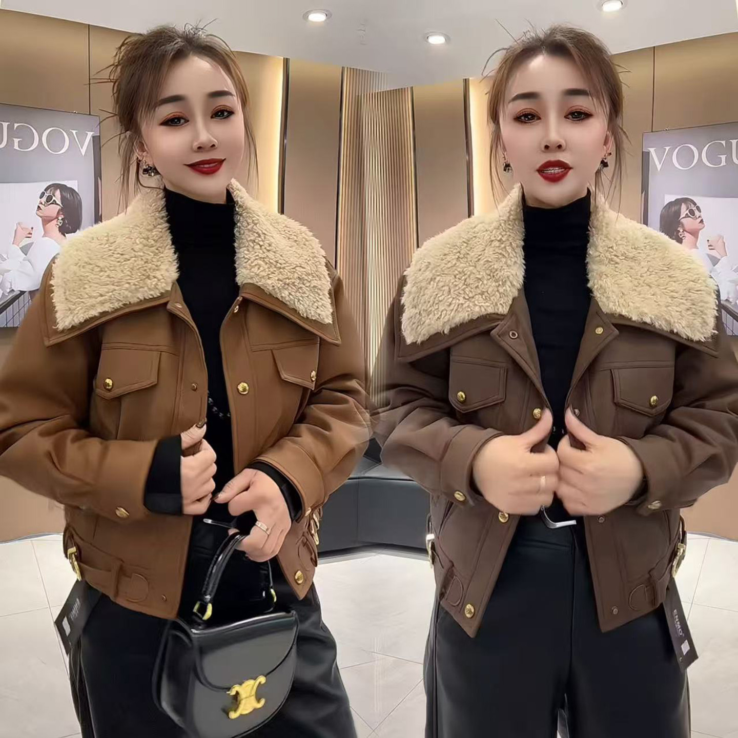 超火短款pu皮夹克皮衣外套女