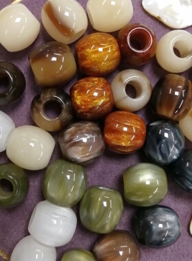 12mm*12mm树脂大孔圆珠5mm孔径直桶装饰配珠竹藤包包手链鞋带配件