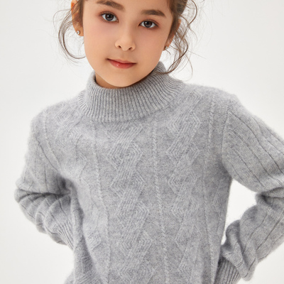 高端休闲纯山羊绒扭花加厚毛衣