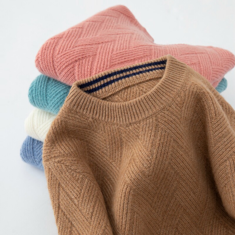 儿童圆领加厚100纯山羊绒衫男童冬季新款高端打底女童针织毛衣