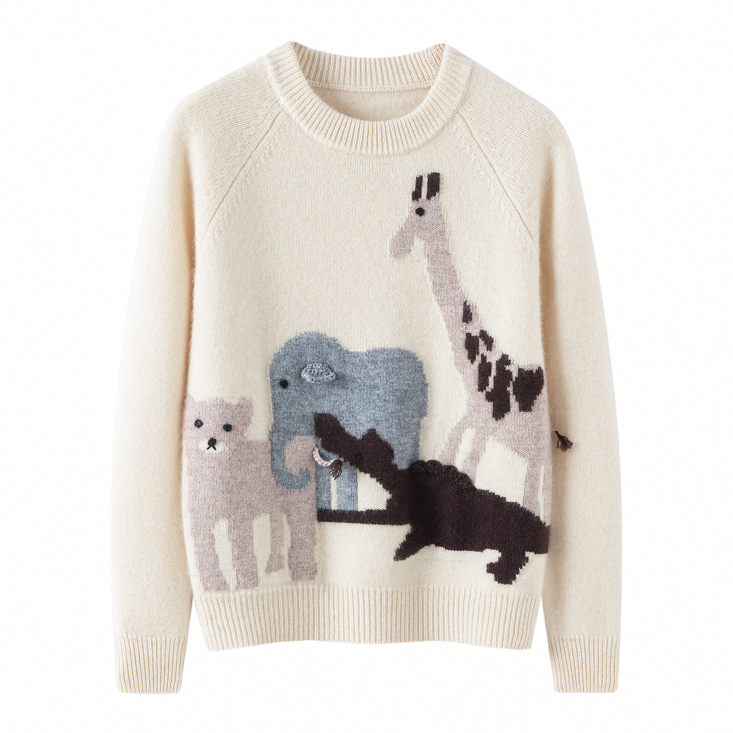 圆领重工提花儿童100%纯山羊绒衫女童加厚针织秋冬款男童毛衣打底