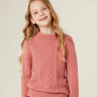 儿童半高领100纯全山羊绒衫男童秋冬季打底软糯高端加厚女童毛衣