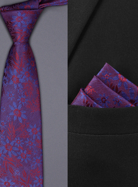 紫色结婚领带男手打新郎婚礼酒红手打正装西装商务男士懒人高级感