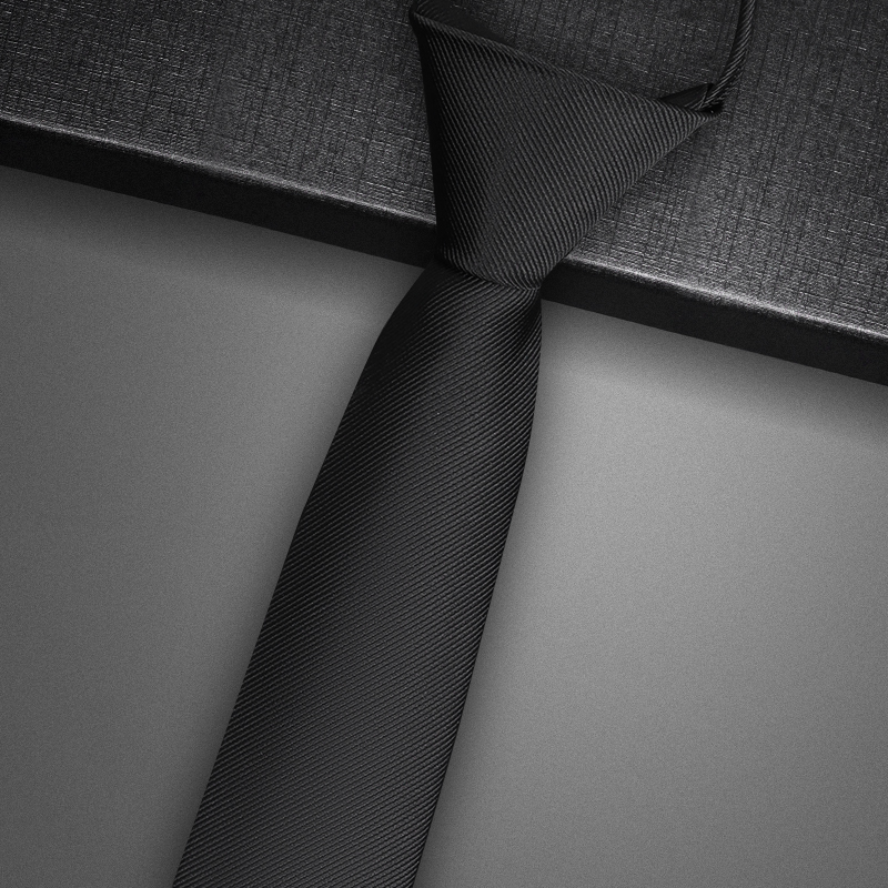 韩版窄细黑色领带男士免打懒人拉链式衬衫正装手打商务休闲潮学院