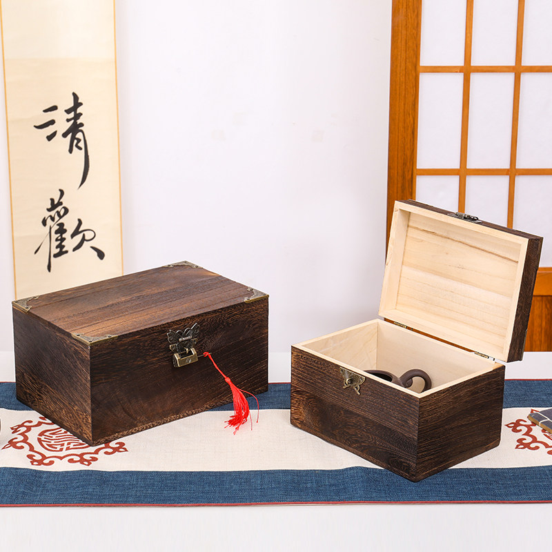 实木木箱收纳箱木小复古盒子大储物箱收纳盒箱子首饰木质带锁木盒