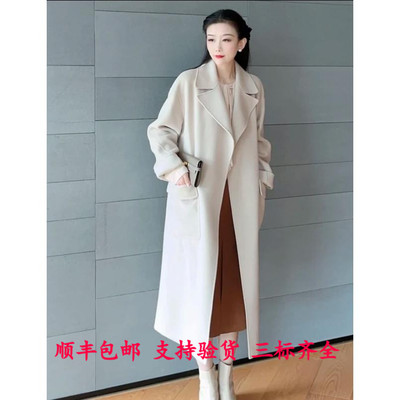 G家专柜正品2025秋冬新款中长款双面呢外套风衣大衣女1400640