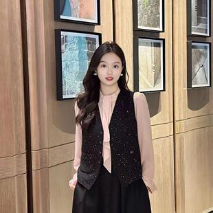 G家专柜正品2025秋冬新款提花粗花呢显瘦马甲1400766-4A55511-001