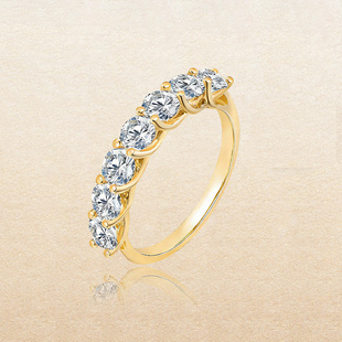 18K金人工培育钻石戒指女七公主经典排戒叠戴直排真钻戒尾戒