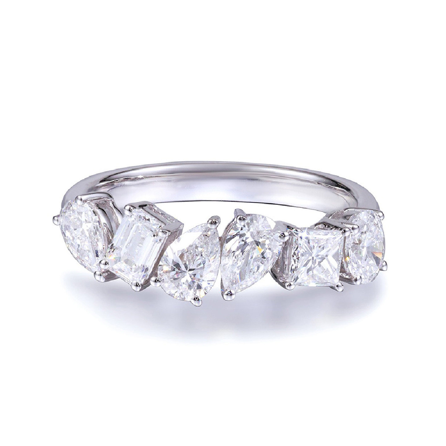 尤金喜 18K金人工培育钻排戒叠戴通勤合成钻石戒指首饰 - 尤金喜珠宝出品