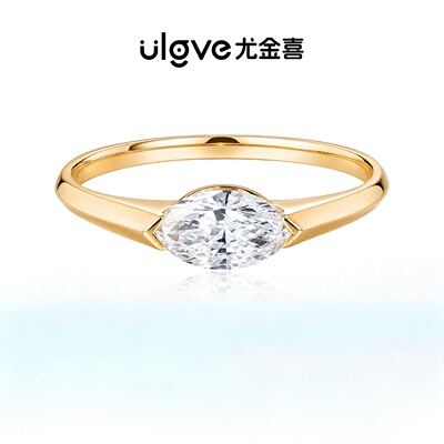18K金戒指培育钻石轻奢马眼