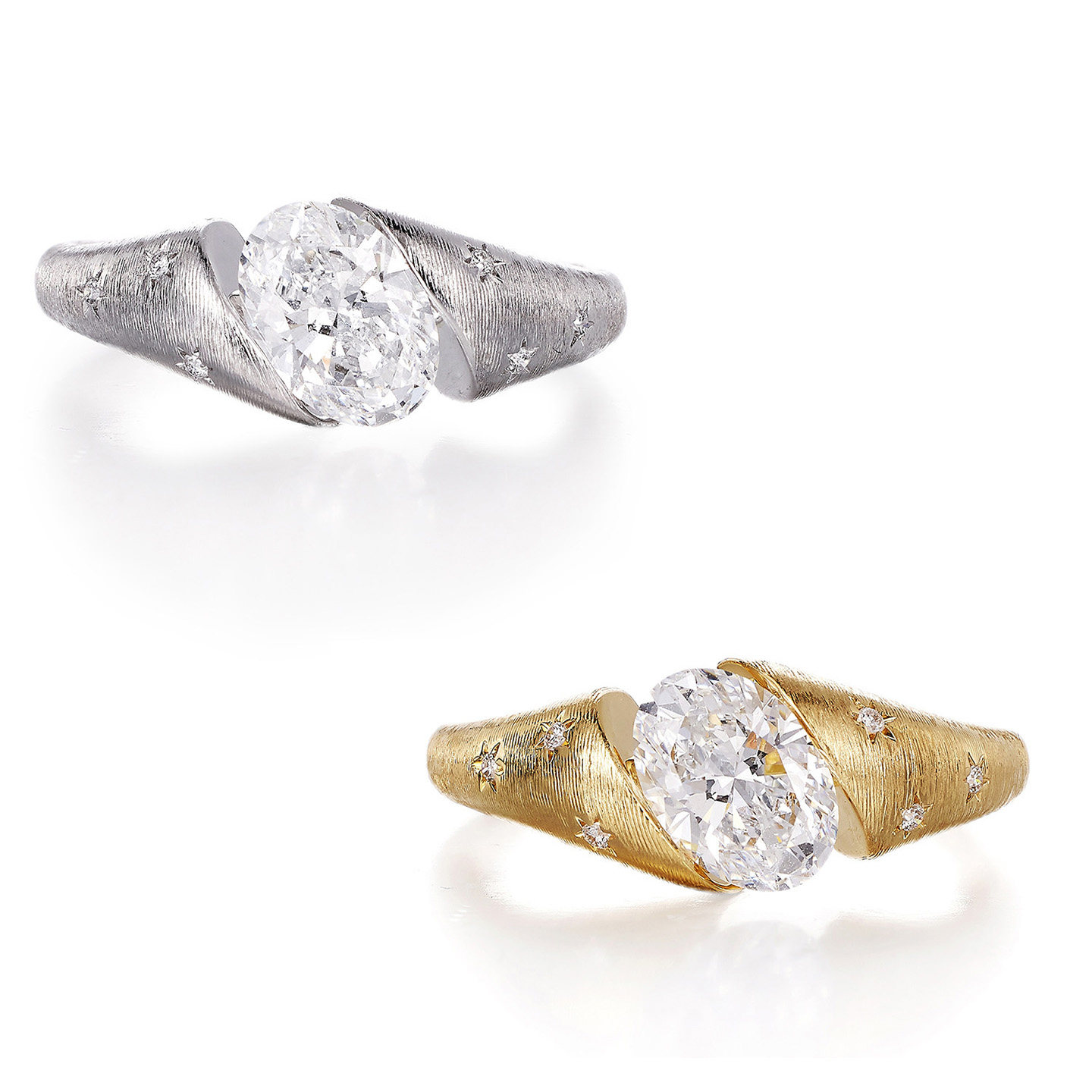 尤金喜 18K金戒指拉丝复古IGI超闪人工培育钻石戒指女时尚百搭款