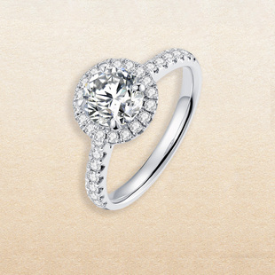 尤金喜 18K金培育钻石戒指女小众设计圆围镶可定制钻戒真钻求婚