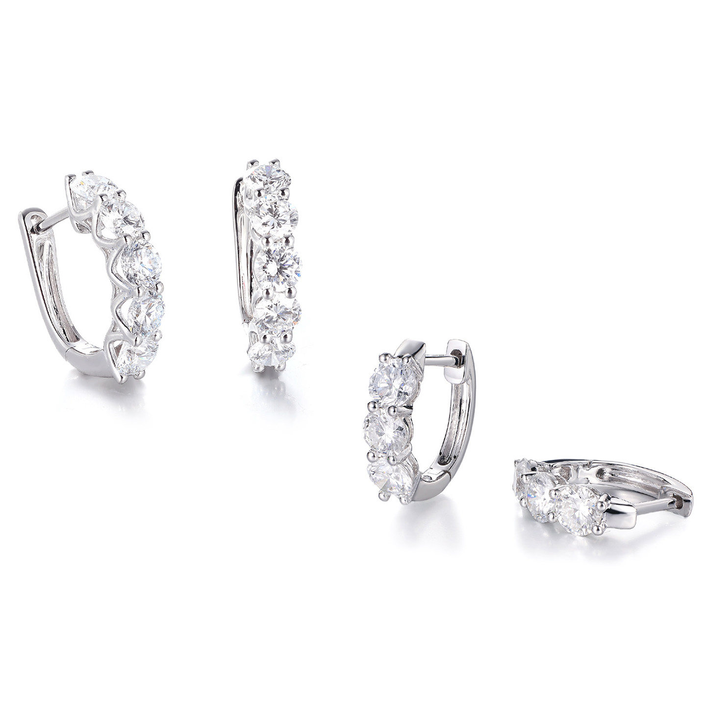 尤金喜 18K金培育钻石耳环耳扣轻奢高级感耳圈时尚真钻送女朋友